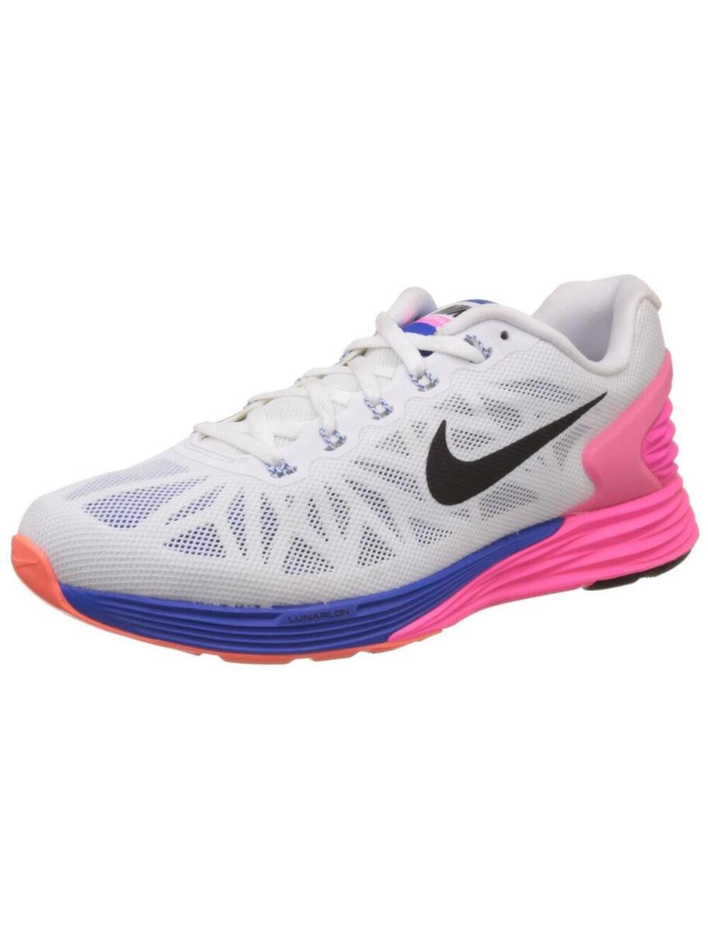 Nike Women's Lunarglide 6 Sneakers 654434 101 White Pink Blue Running Shoe 7 NEW